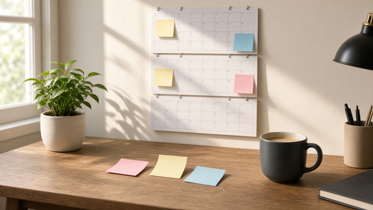 A three-month calendar used to plan a new business's marketing